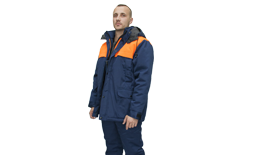 Костюм зимний Булат (куртка/полукомбинезон), цвет:  т.синий/оранжевый
