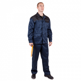 Костюм летний Реал (куртка/полукомбинезон), цвет: т.синий/черный